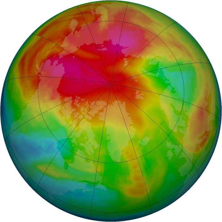 Arctic ozone map for 05 February 1991